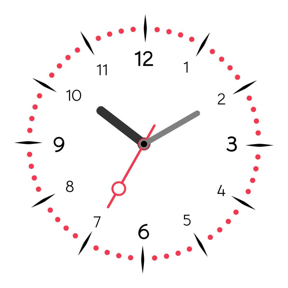 Vector illustration of mechanical clock. Clock face on white background.