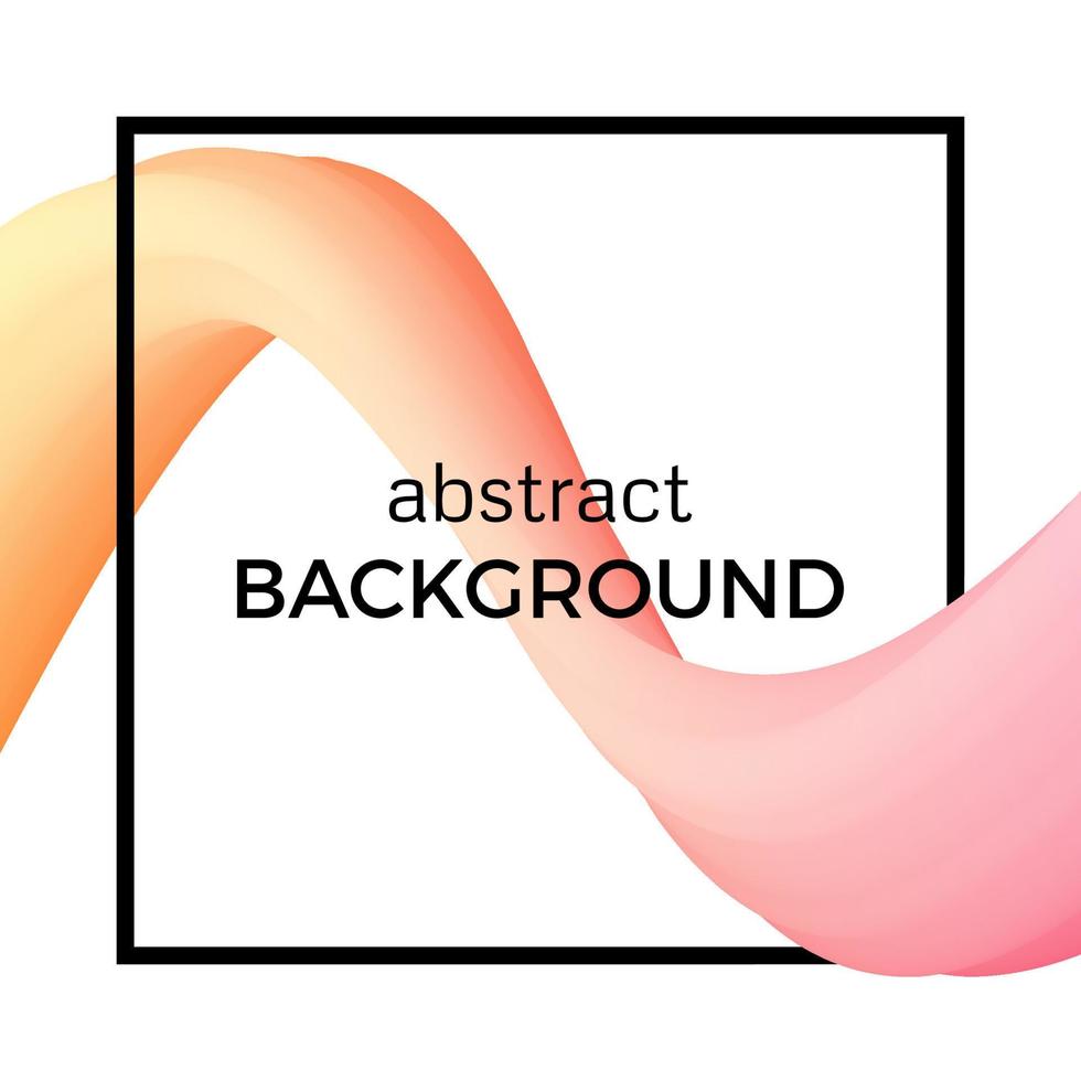 Abstract composition of the watercolor wave in black square. Colorful background with bent dynamic form. Vector illustration.