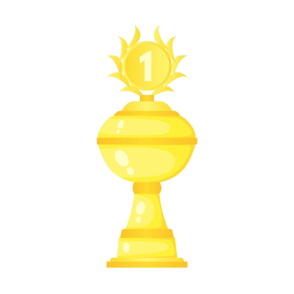 copa de campeón de trofeo de oro vectorial. premio del campeonato para el primer lugar. símbolo de la victoria aislado sobre fondo blanco. vector