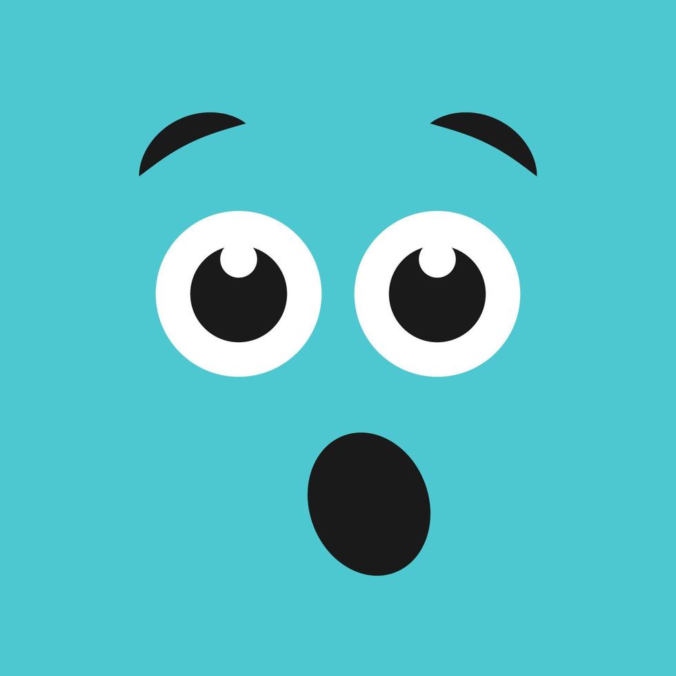Surprised face with open mouth on color background vector