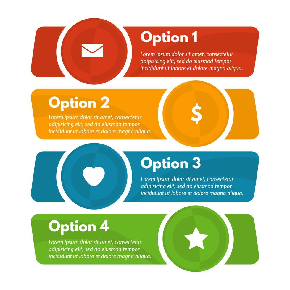 Four elements of infographic design with icons. Step by step infographic design template. Vector illustration