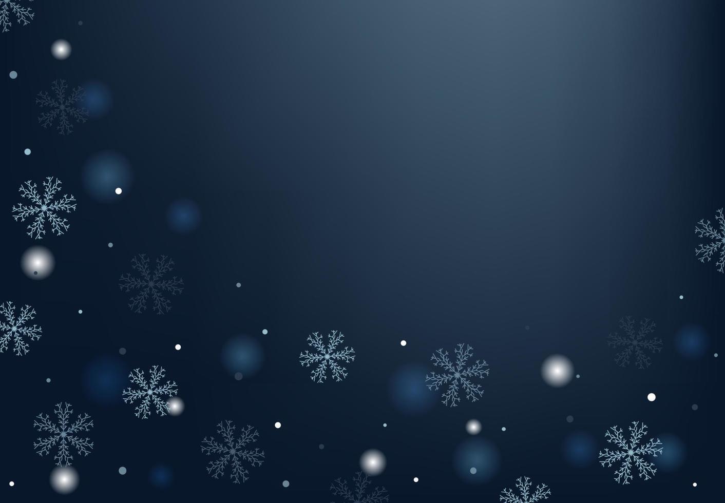 fondo de invierno con nieve que cae y copos de nieve. fondo de feliz navidad y feliz año nuevo. ilustración vectorial vector