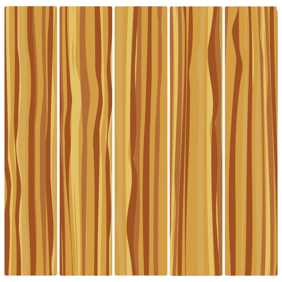 Five wooden boards. Vector abstract wood texture in flat design.