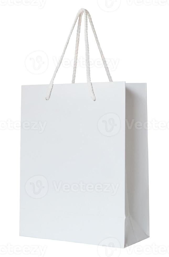 white paper bag isolated on white with clipping path photo