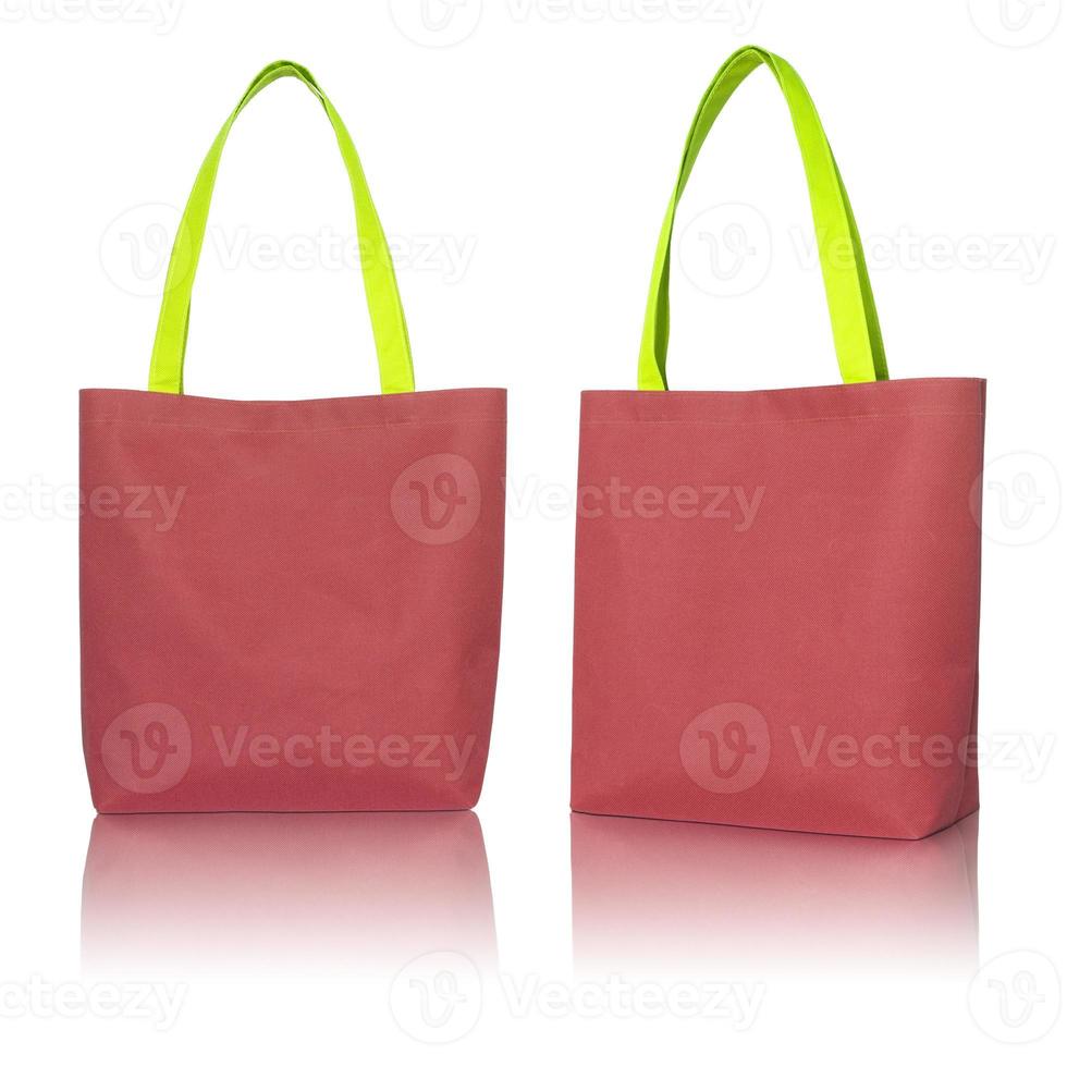 red shopping fabric bag on white background photo