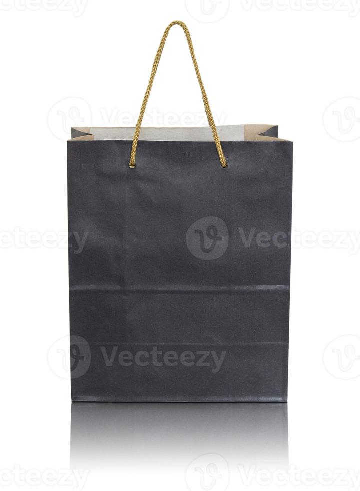 black paper bag on white background photo
