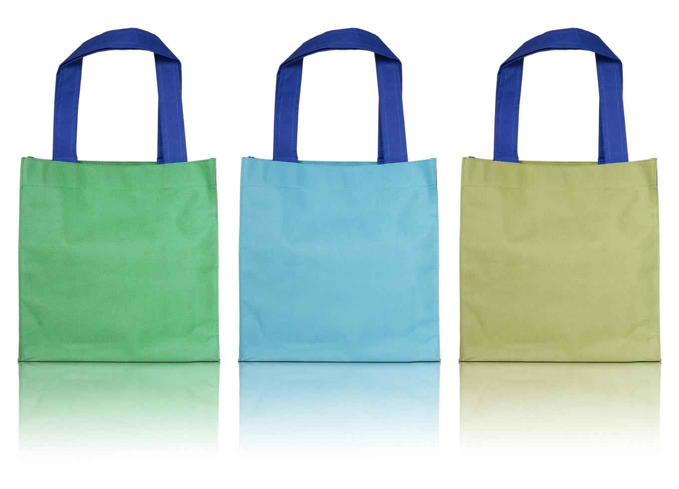 colorful cotton bag isolated on white background photo