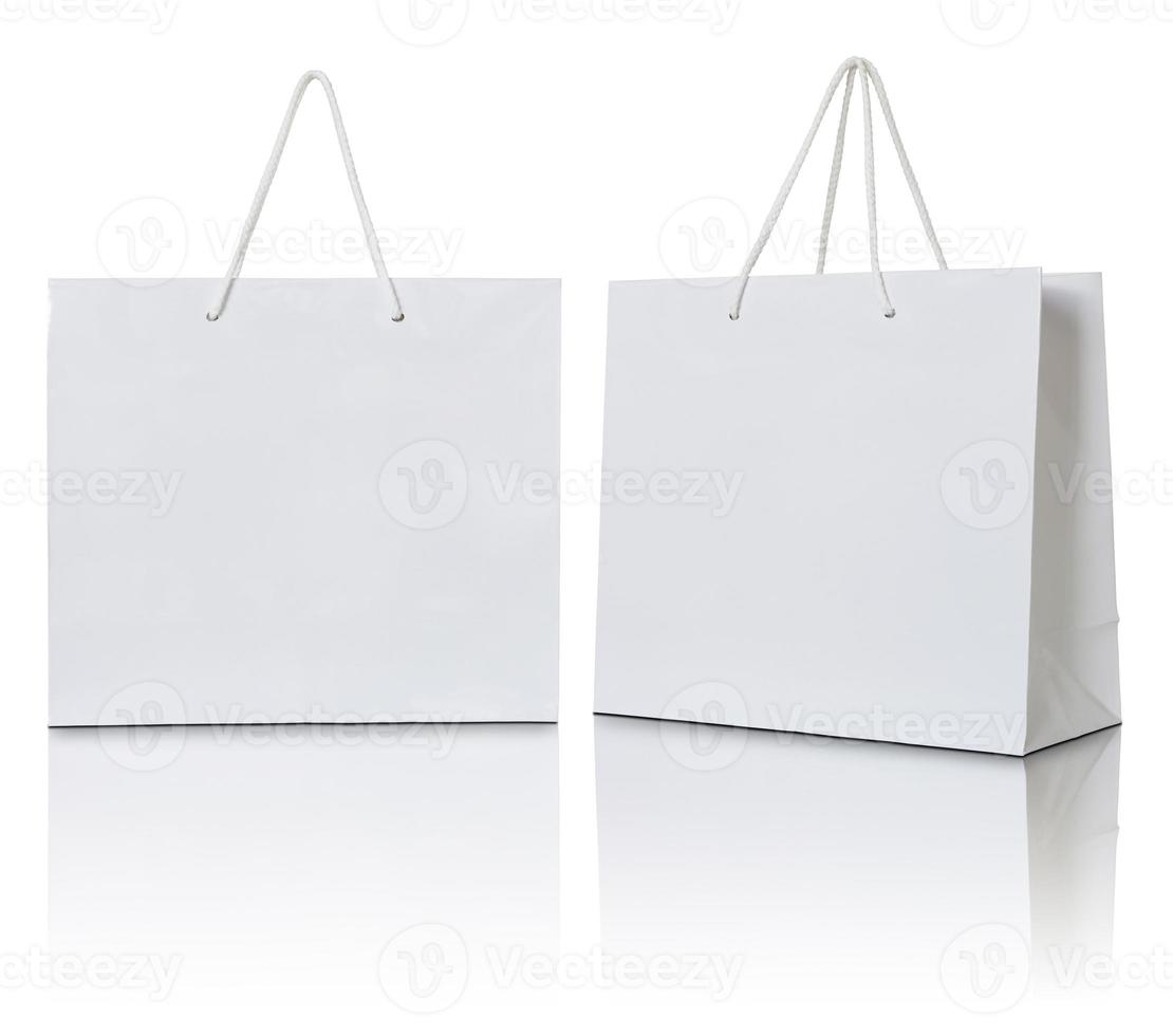 white paper bag on white background photo