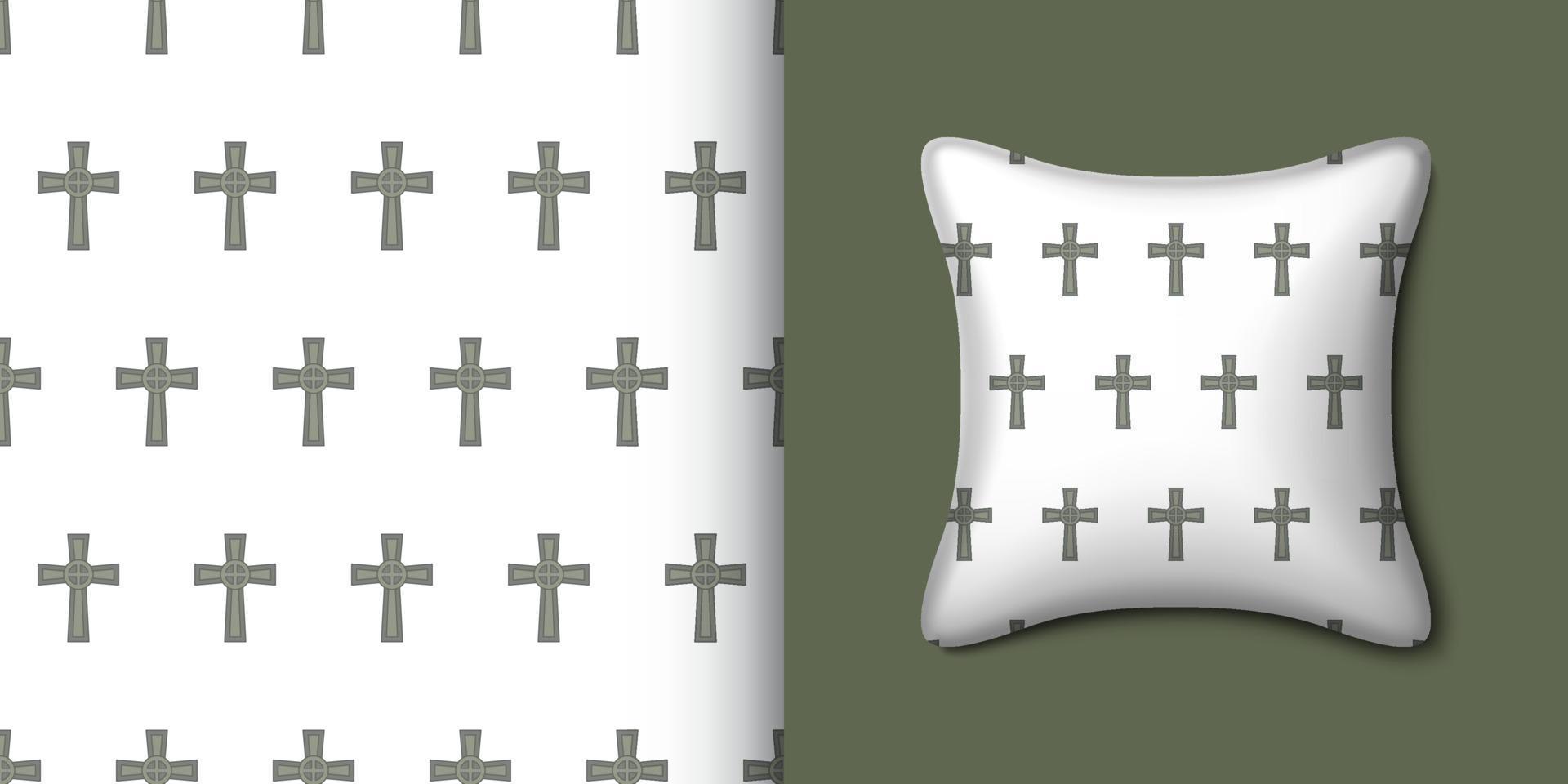 cruz cristiana de patrones sin fisuras con almohada. ilustración vectorial vector