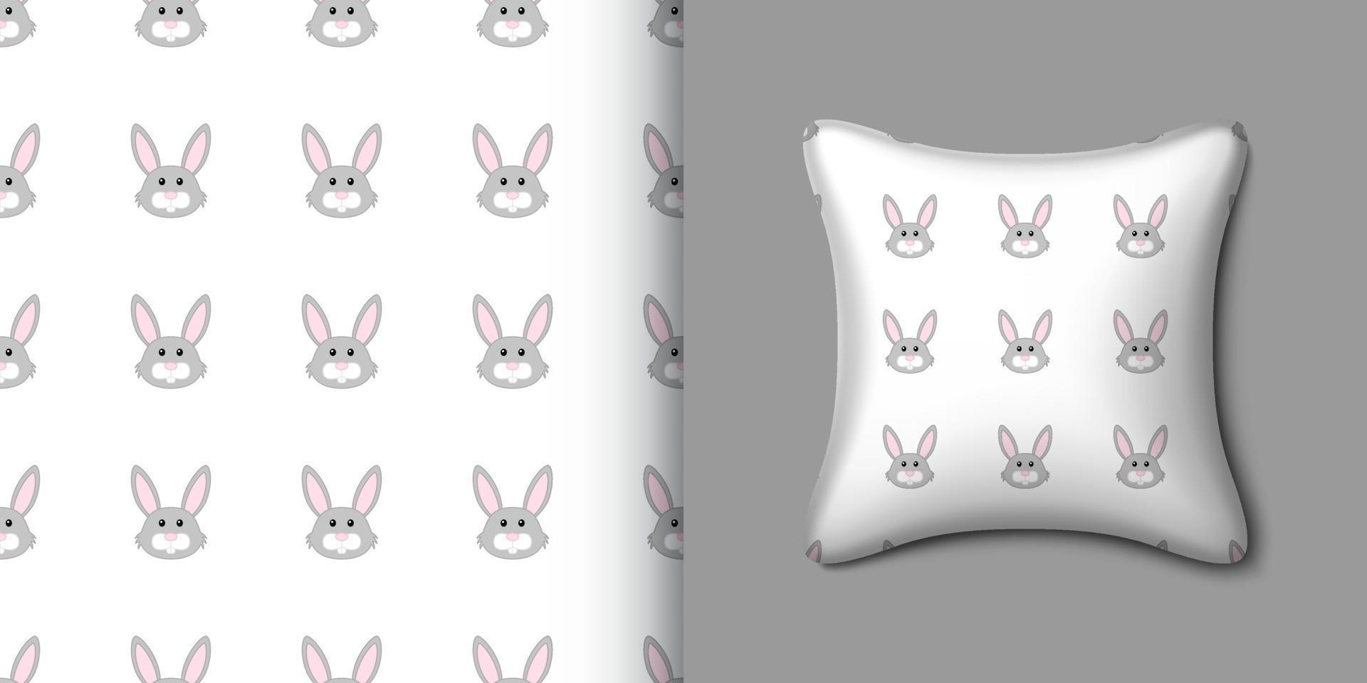 Rabbit seamless pattern with pillow. Vector illustration