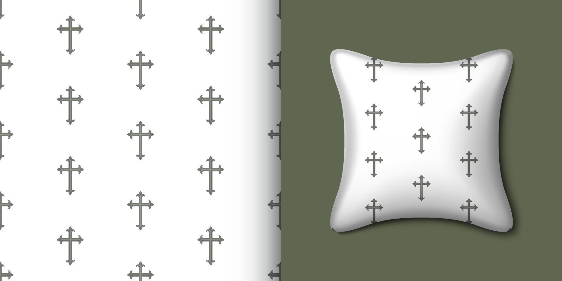Christian cross seamless pattern with pillow. Vector illustration