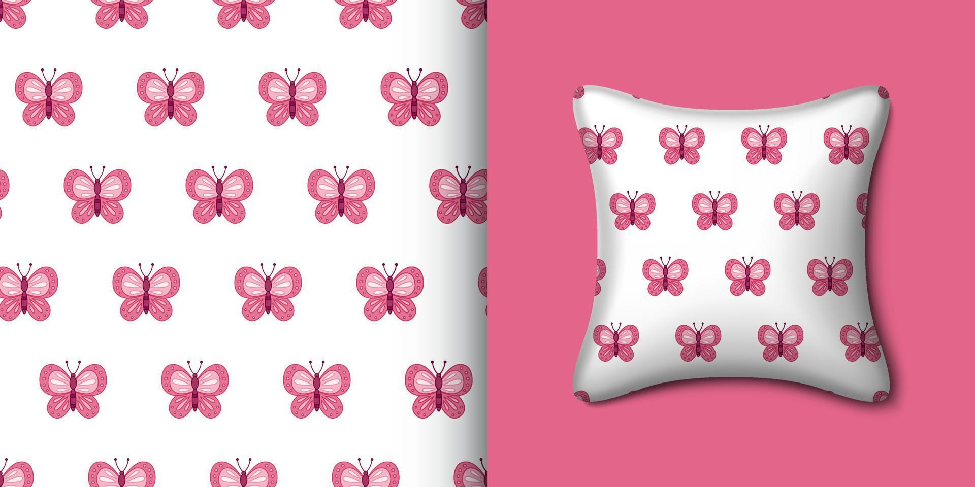 Butterfly seamless pattern with pillow. Vector illustration