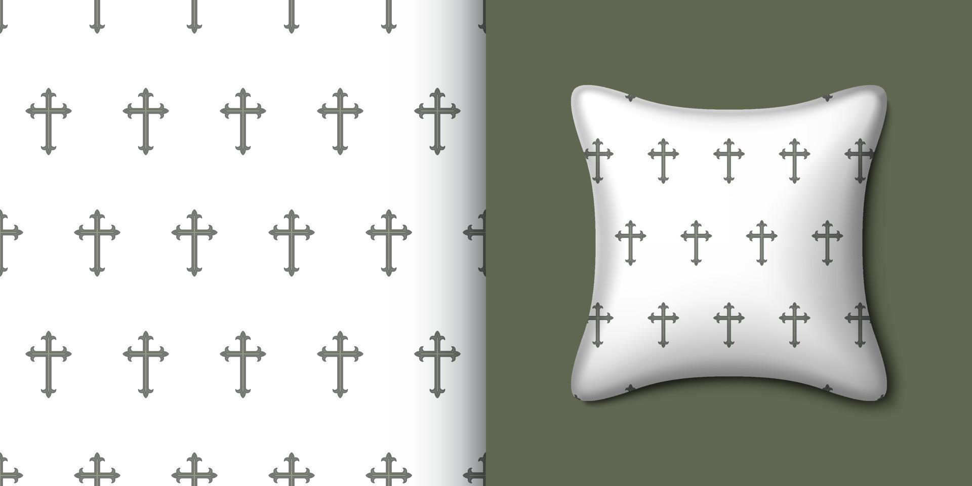 Christian cross seamless pattern with pillow. Vector illustration