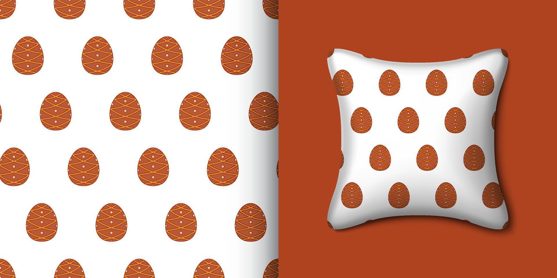 Easter egg seamless pattern with pillow. Vector illustration