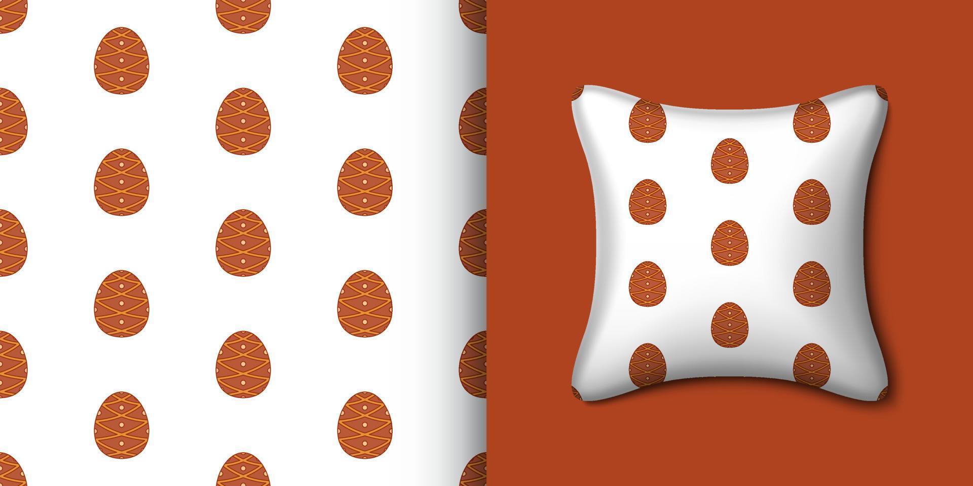 Easter egg seamless pattern with pillow. Vector illustration