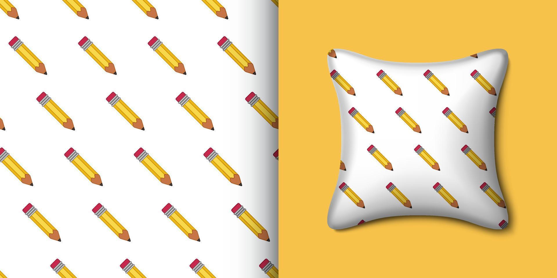 Pencil seamless pattern with pillow. Vector illustration