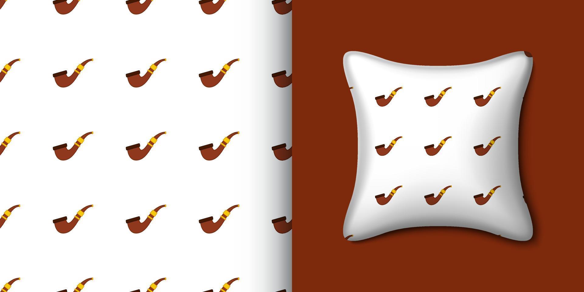 Smoking pipe seamless pattern with pillow. Vector illustration