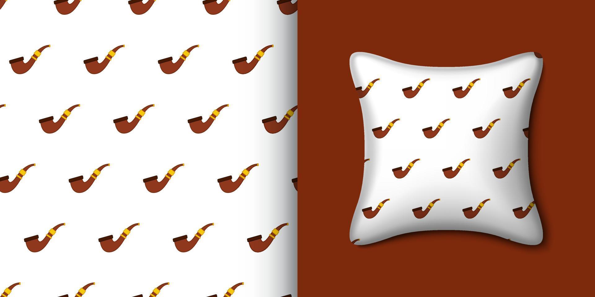 Smoking pipe seamless pattern with pillow. Vector illustration