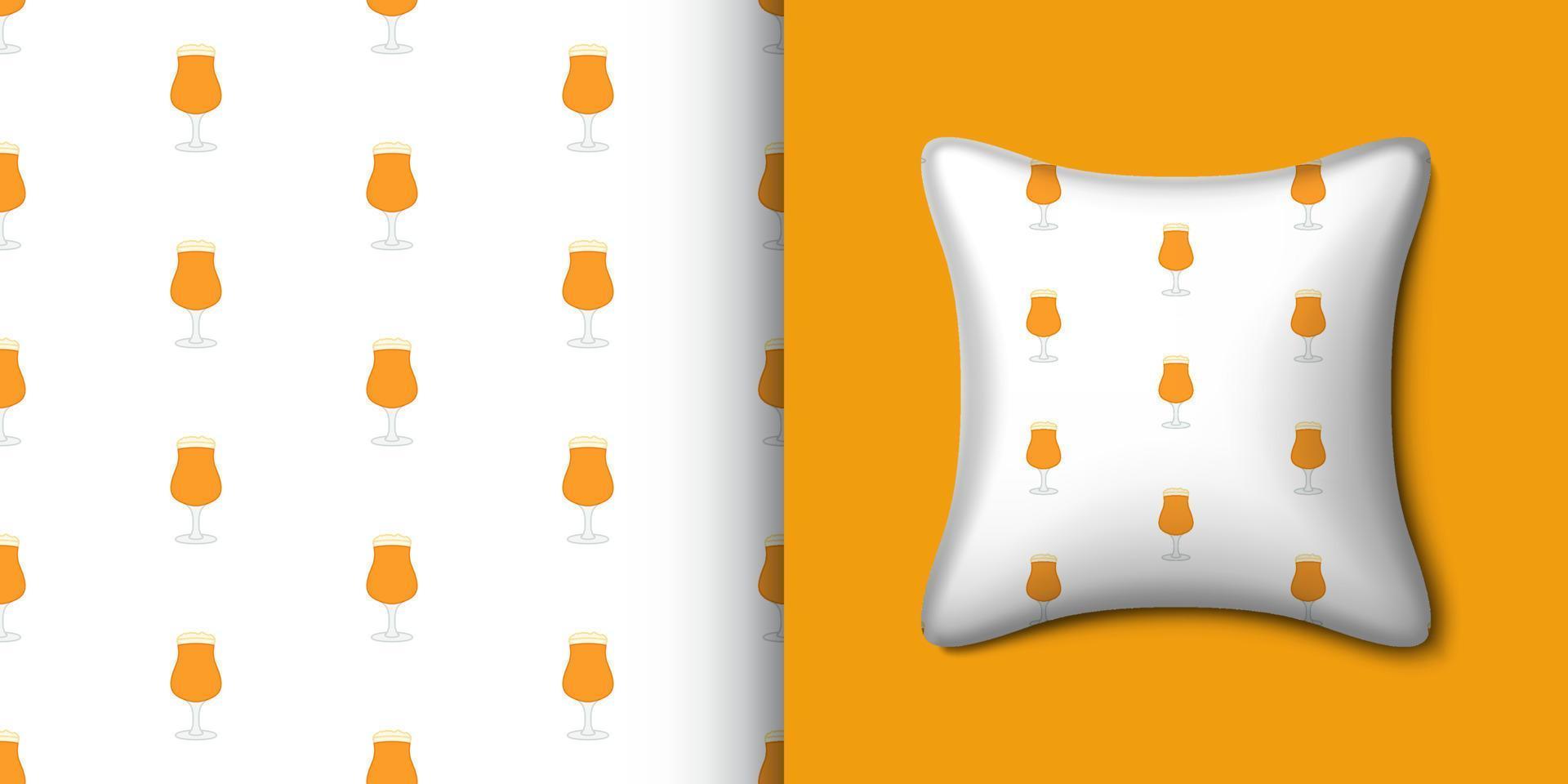 Beer seamless pattern with pillow. Vector illustration