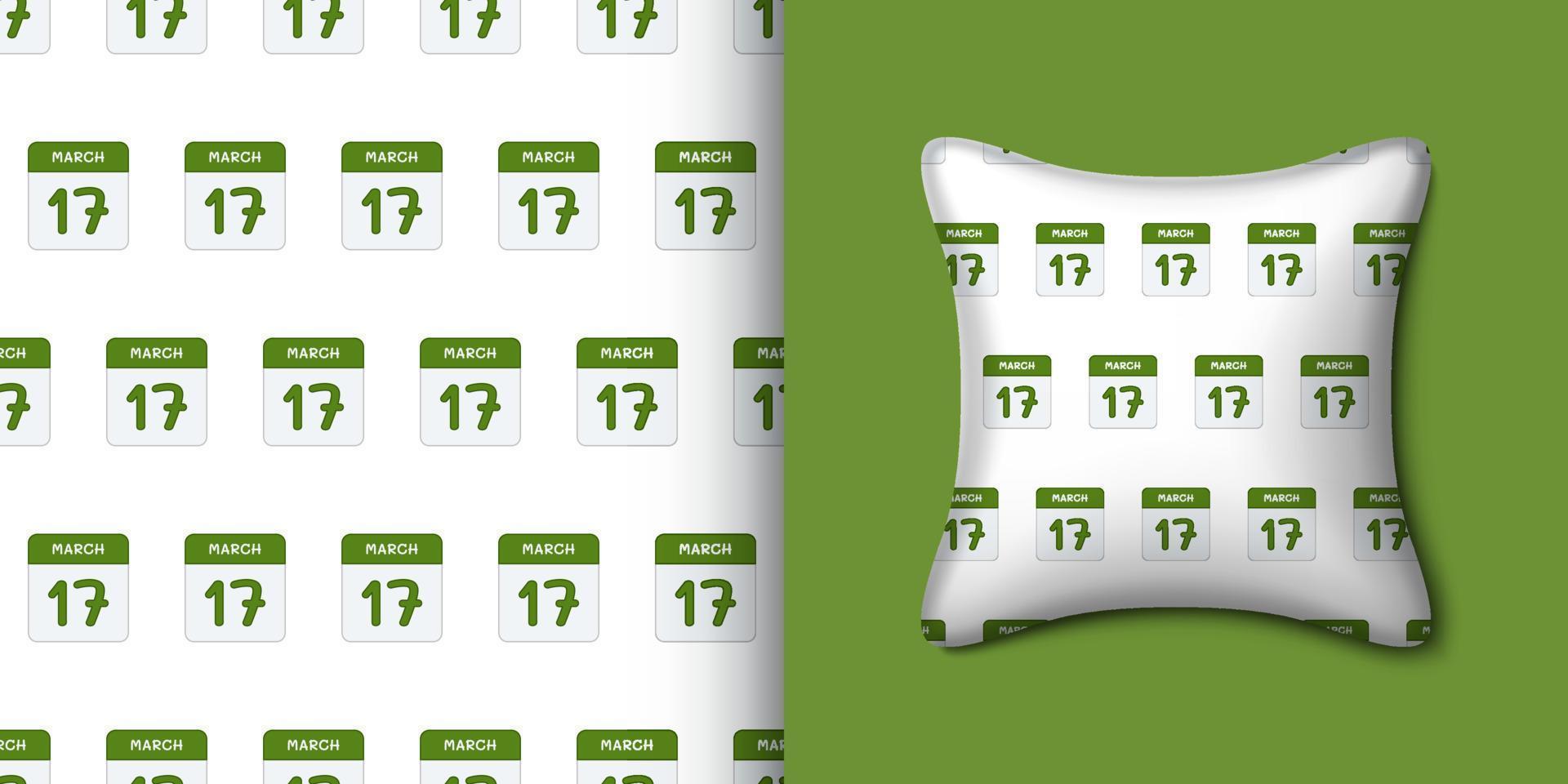 Calender seamless pattern with pillow. Vector illustration