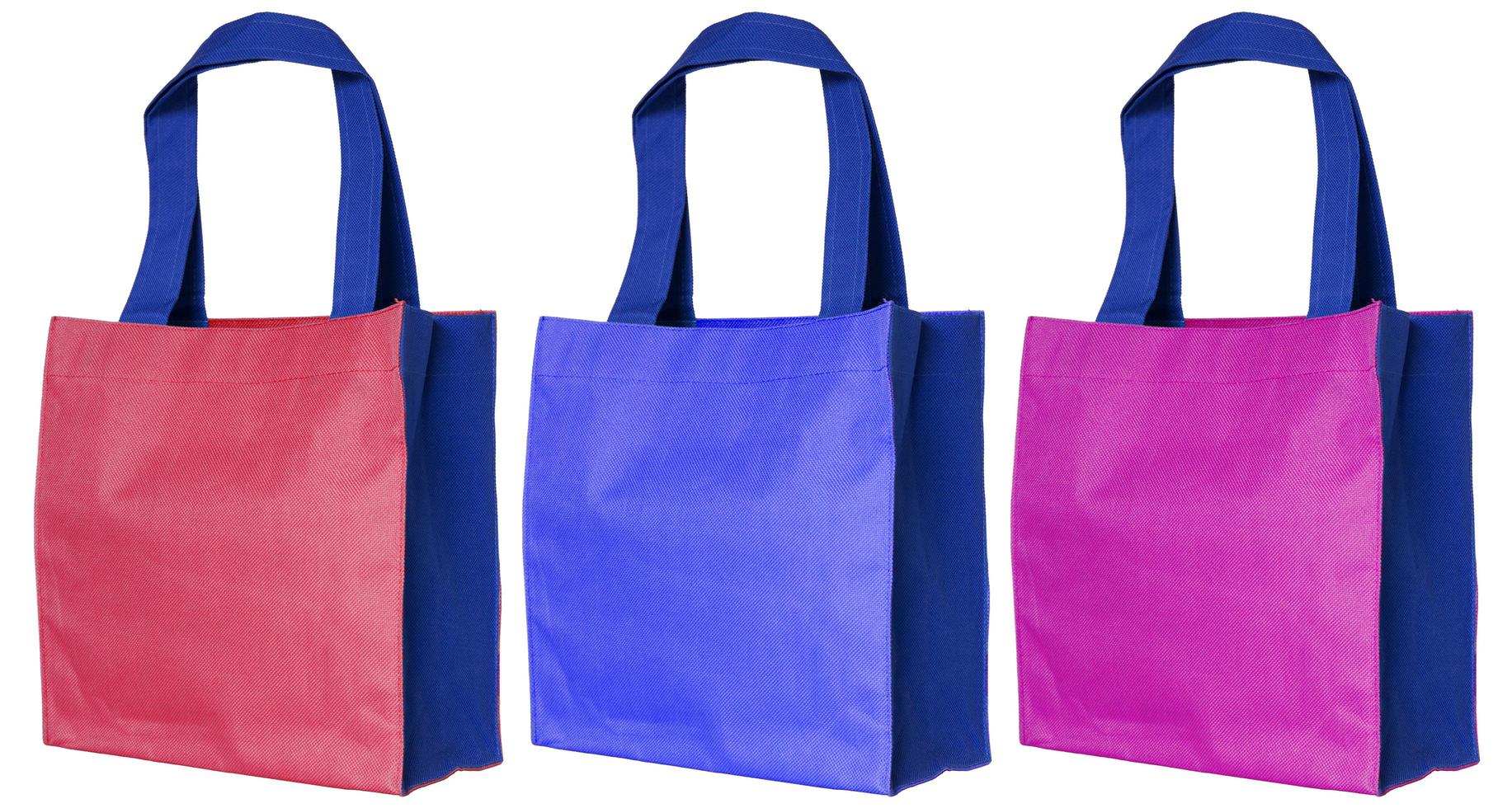 colorful cotton bag isolated on white background with clipping path photo