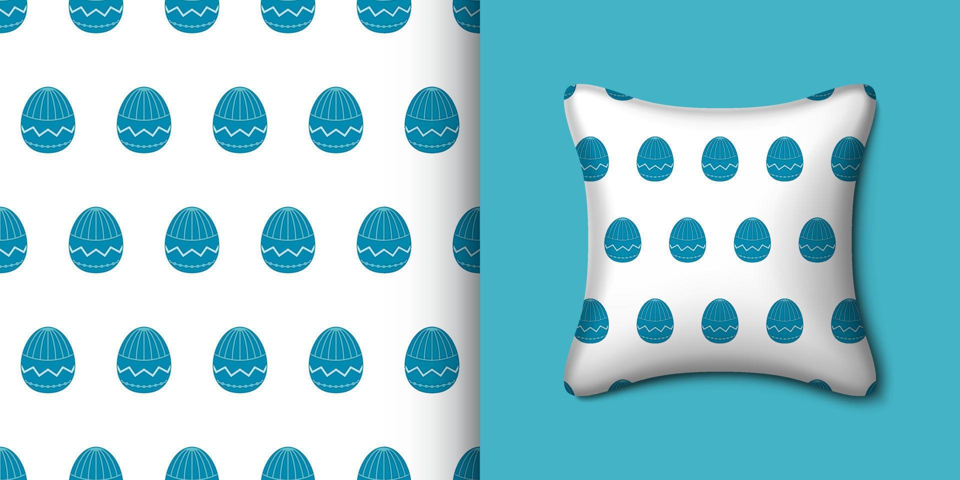 Easter egg seamless pattern with pillow. Vector illustration