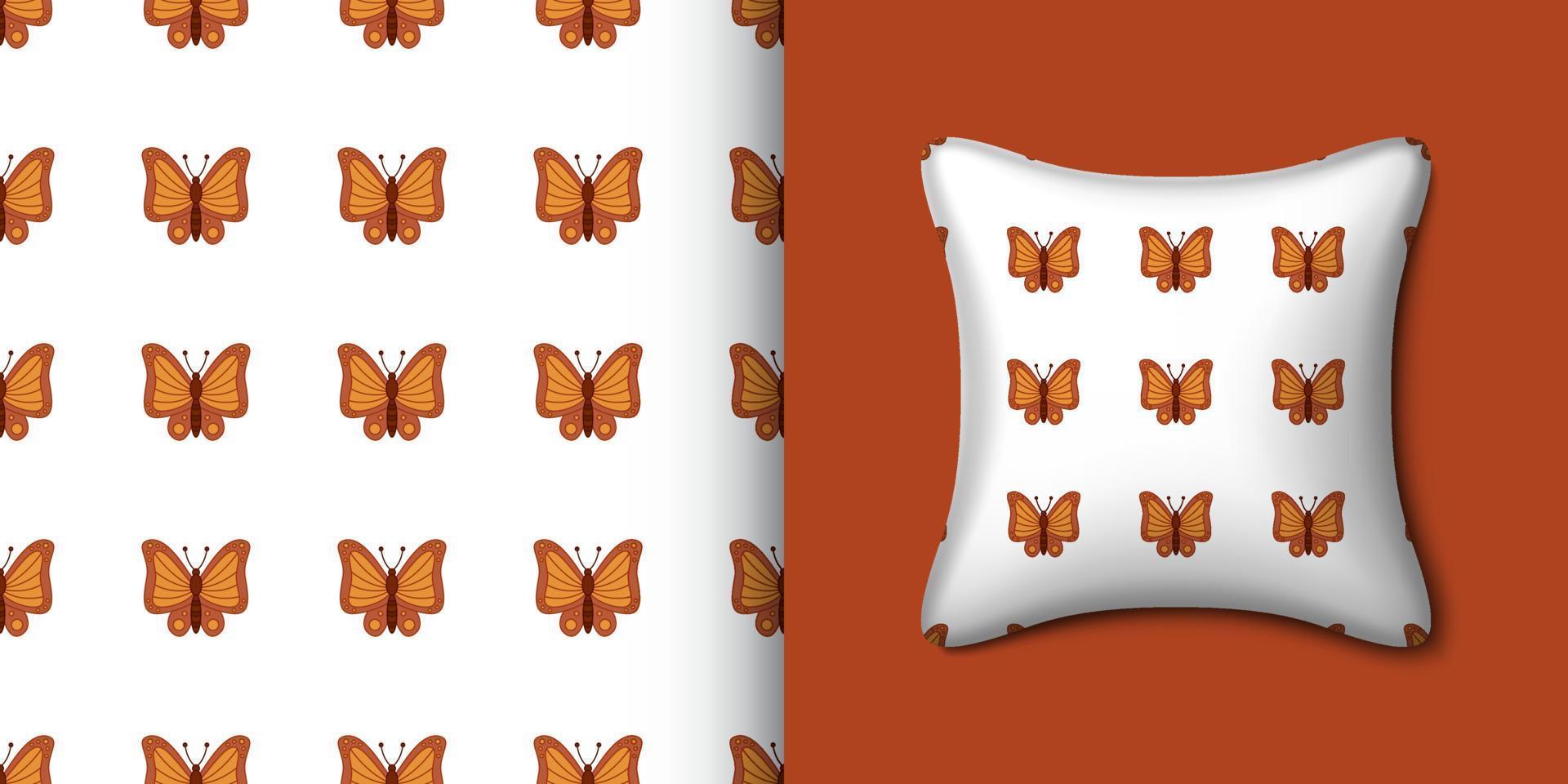 Butterfly seamless pattern with pillow. Vector illustration