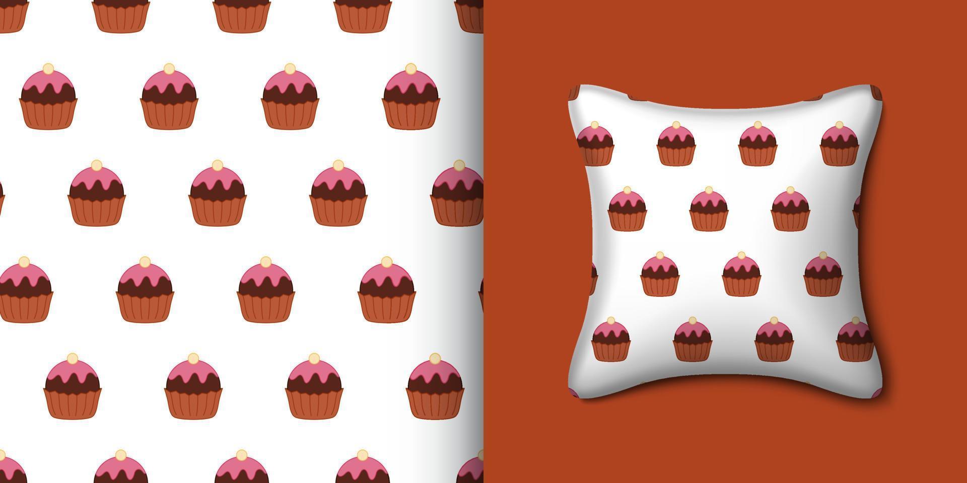 cupcake de patrones sin fisuras con almohada. ilustración vectorial vector
