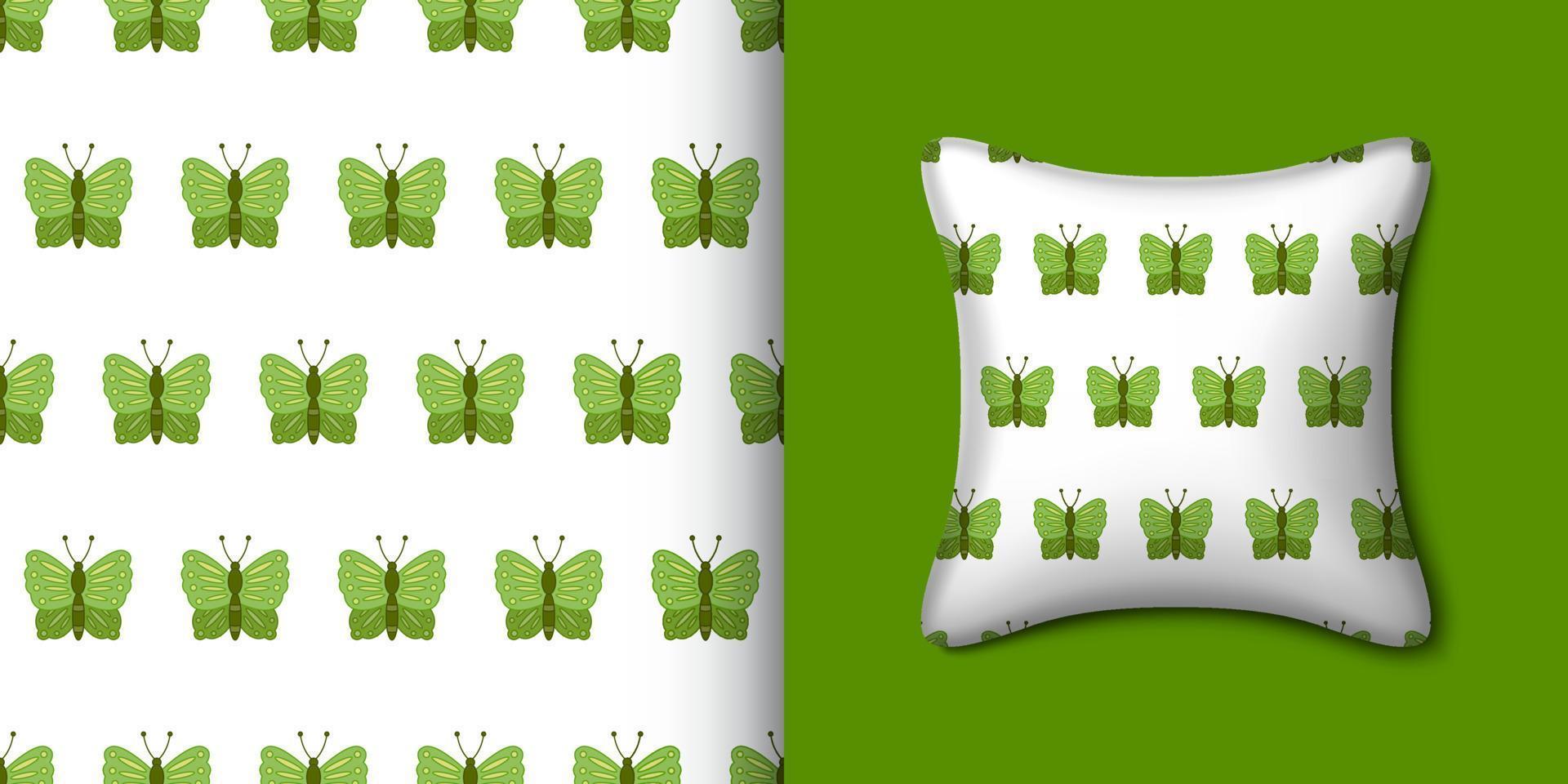 Butterfly seamless pattern with pillow. Vector illustration