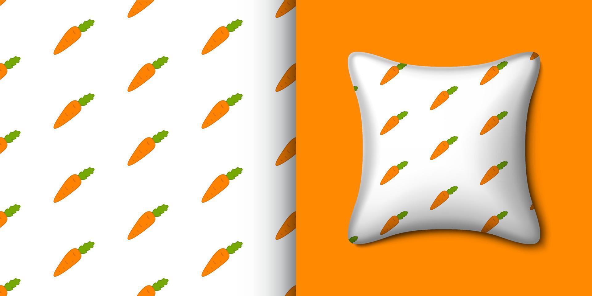 Carrot seamless pattern with pillow. Vector illustration