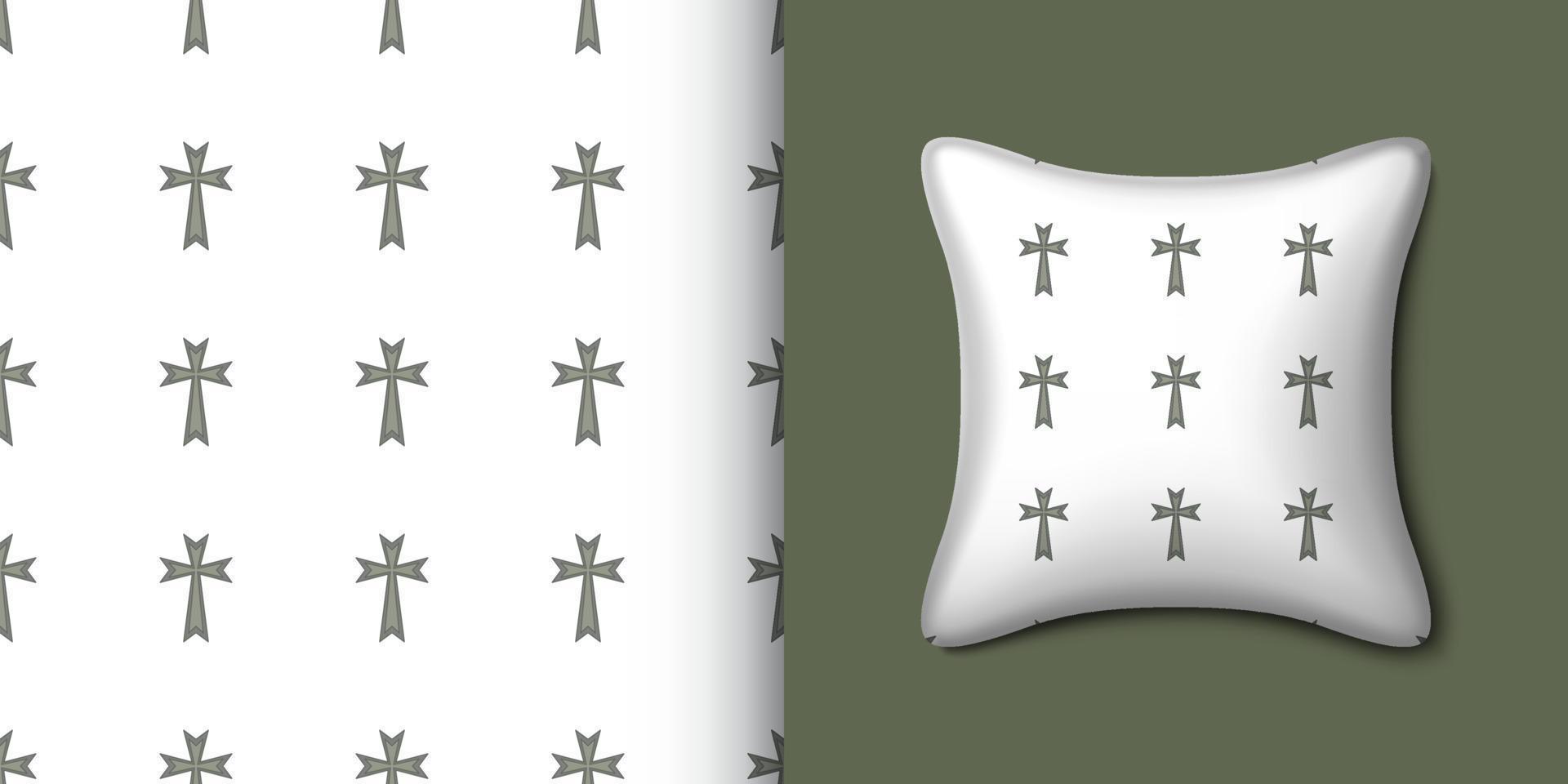 Christian cross seamless pattern with pillow. Vector illustration