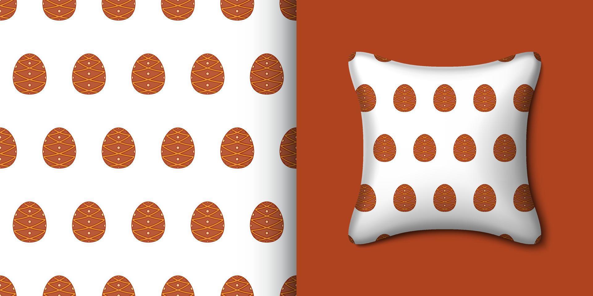 Easter egg seamless pattern with pillow. Vector illustration