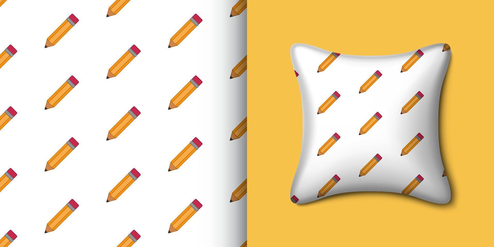 Pencil seamless pattern with pillow. Vector illustration