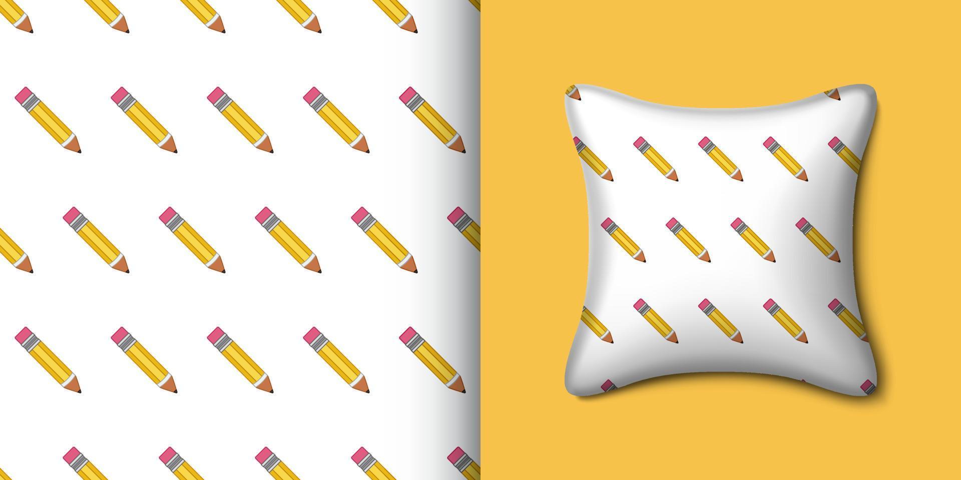 Pencil seamless pattern with pillow. Vector illustration