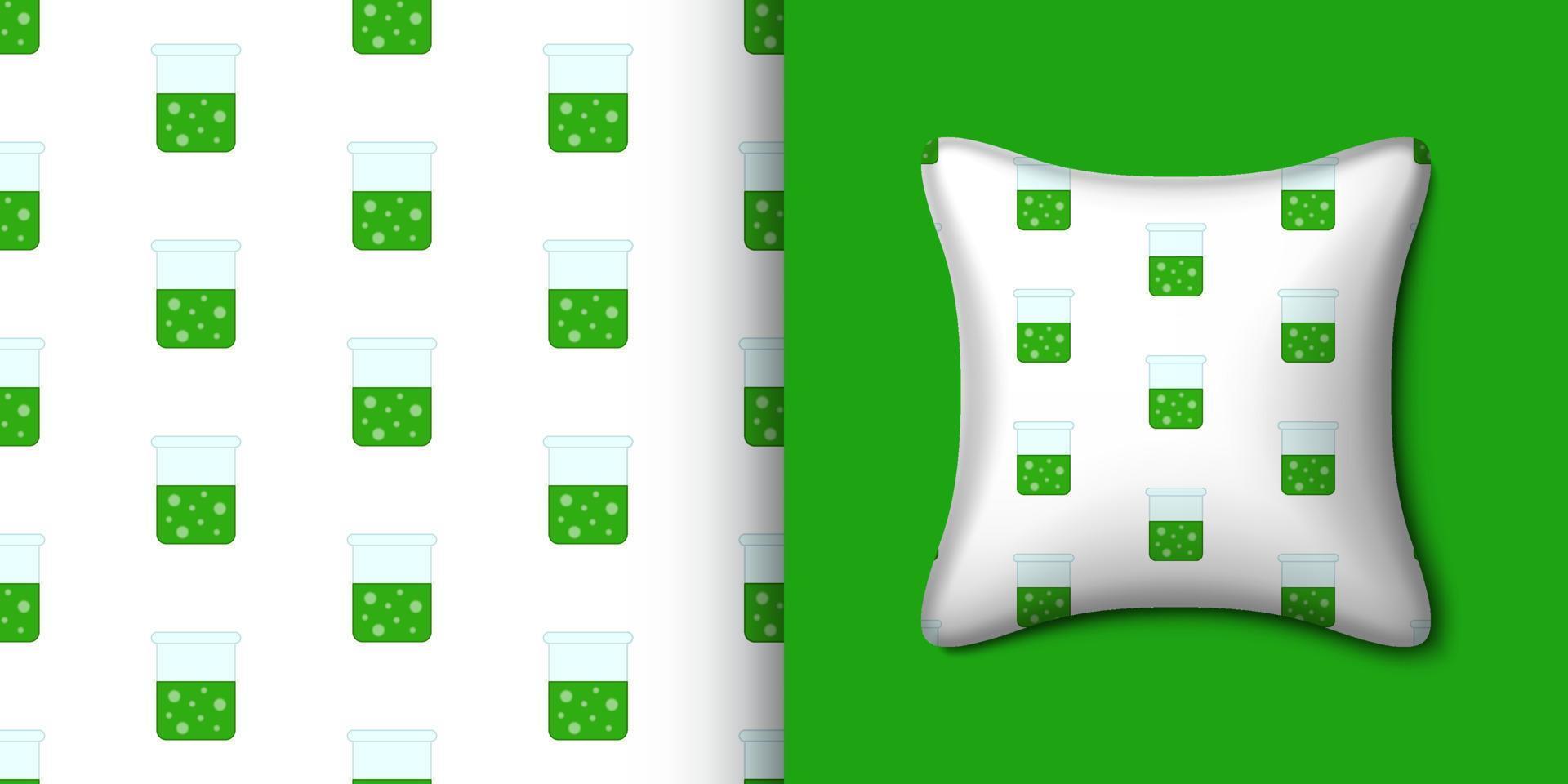 Chemistry flask seamless pattern with pillow. Vector illustration