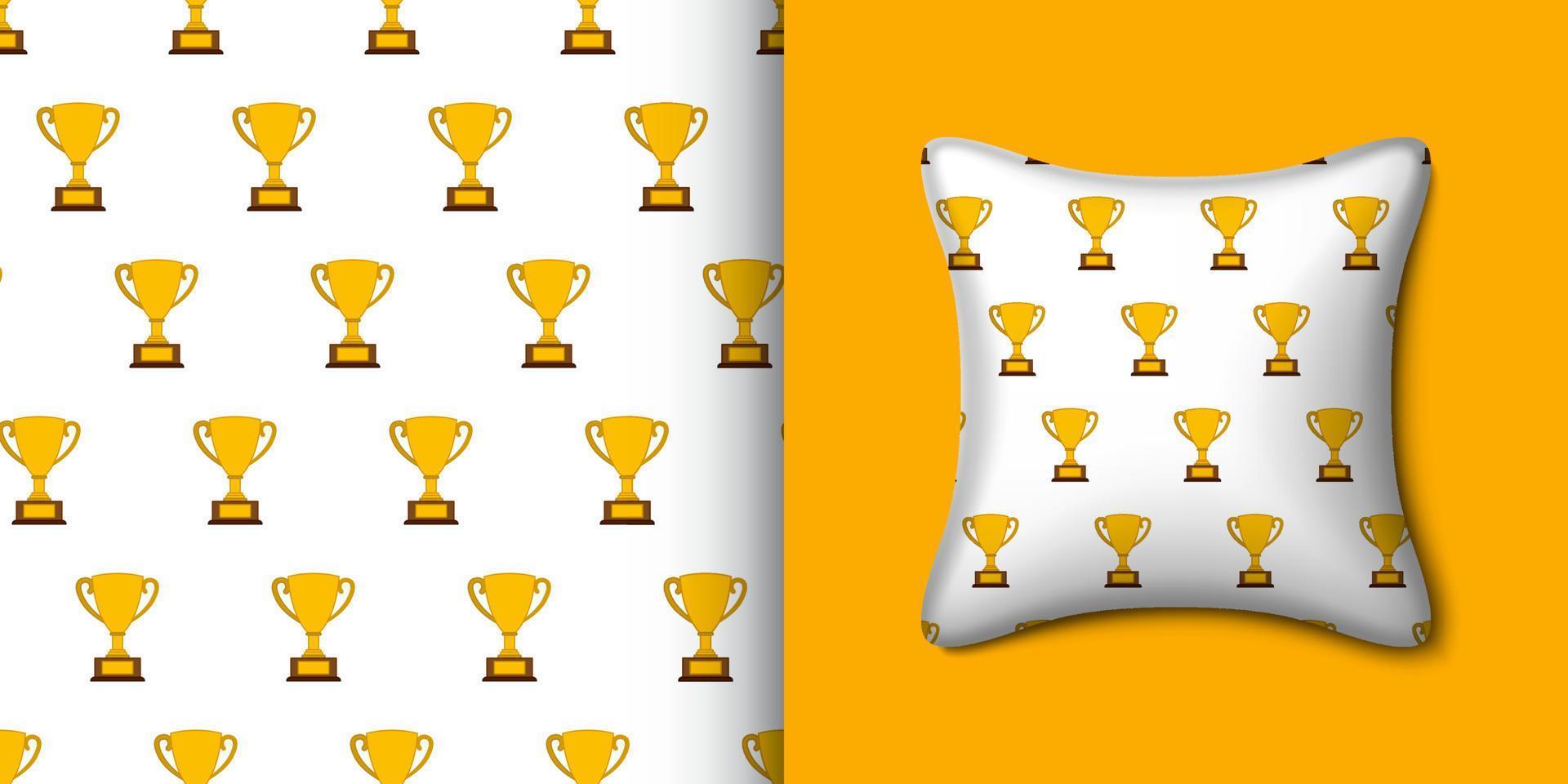 Trophy seamless pattern with pillow. Vector illustration