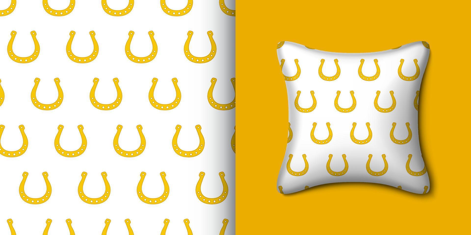 Horseshoe seamless pattern with pillow. Vector illustration