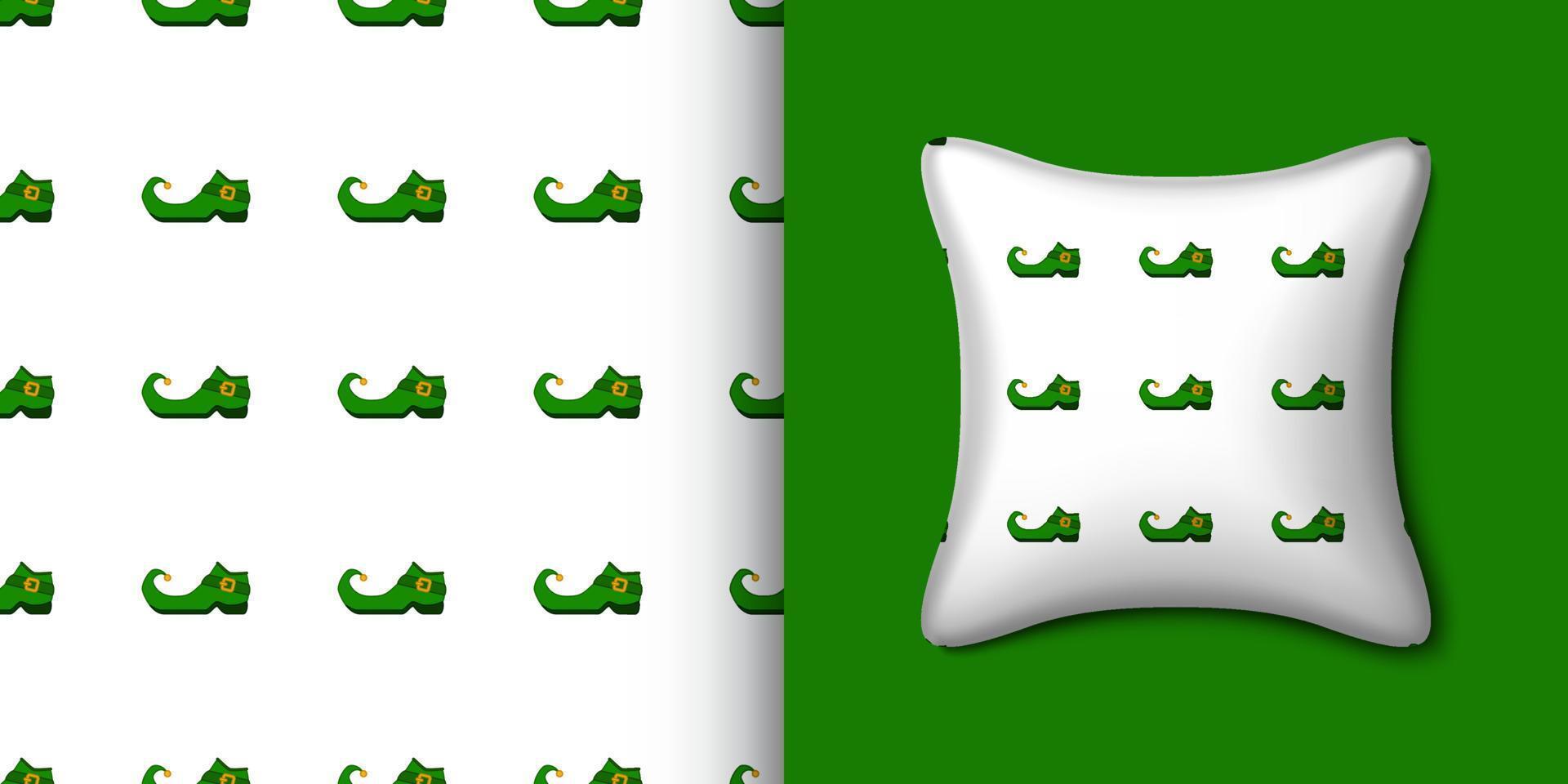 Leprechaun boot seamless pattern with pillow. Vector illustration