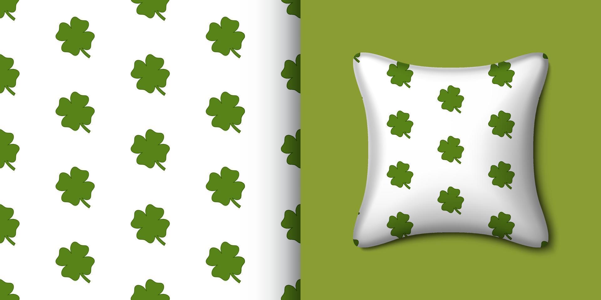 Clover seamless pattern with pillow. Vector illustration