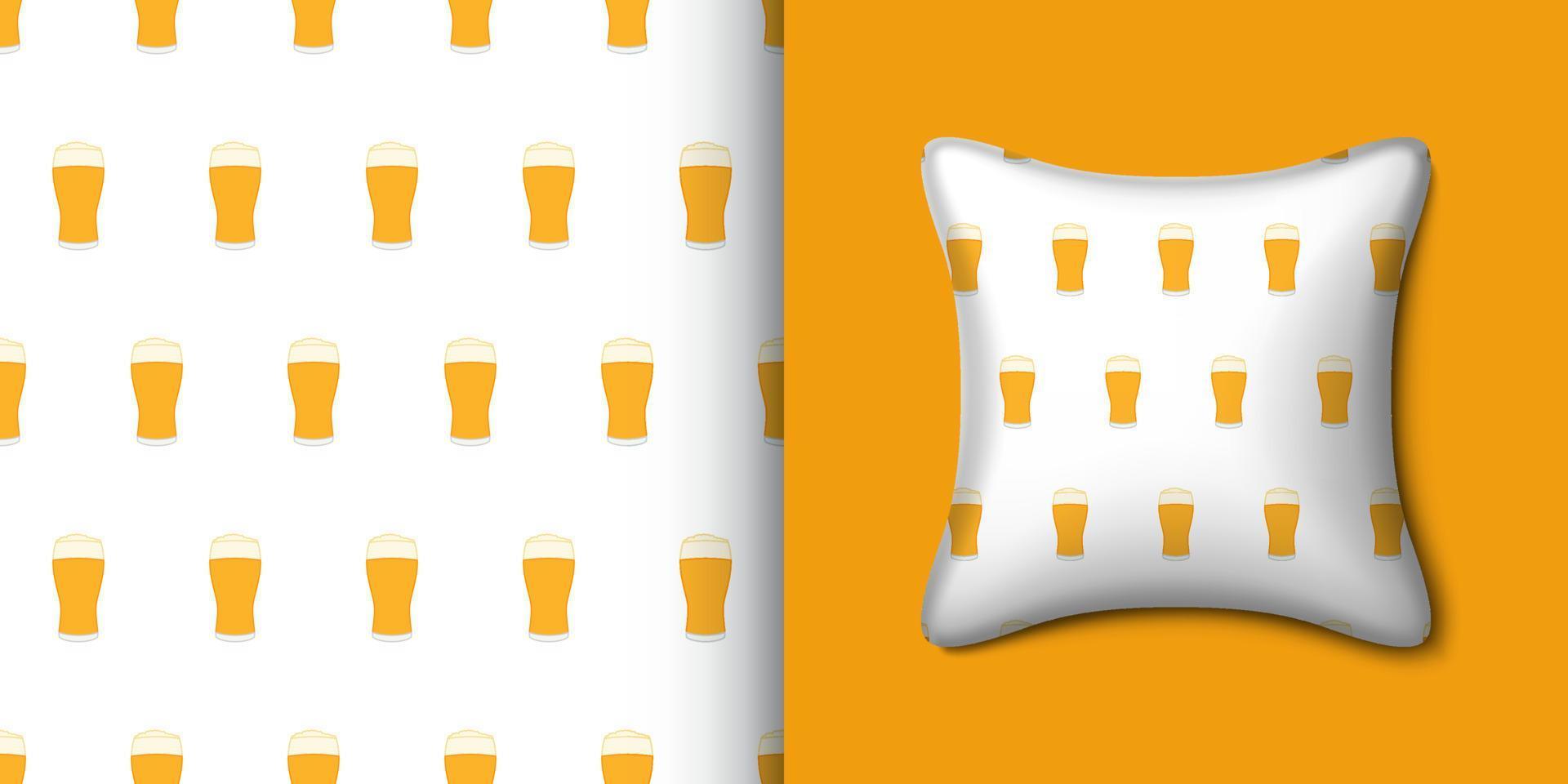 Beer seamless pattern with pillow. Vector illustration