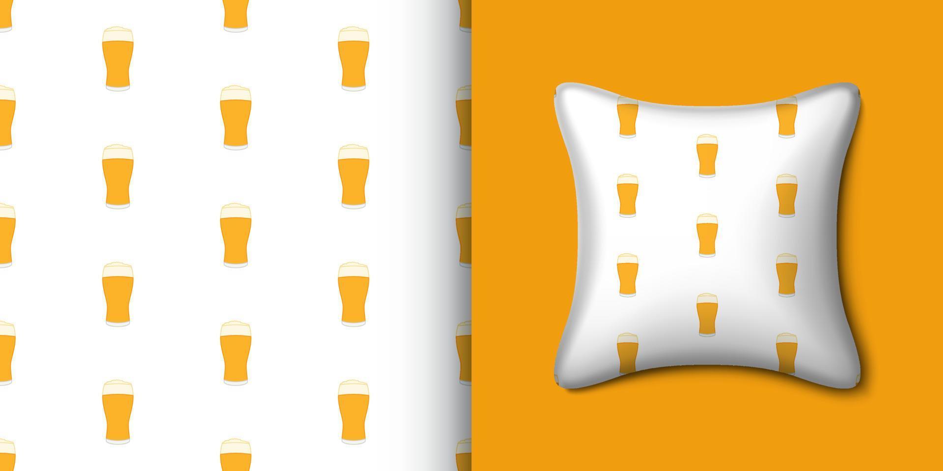 Beer seamless pattern with pillow. Vector illustration