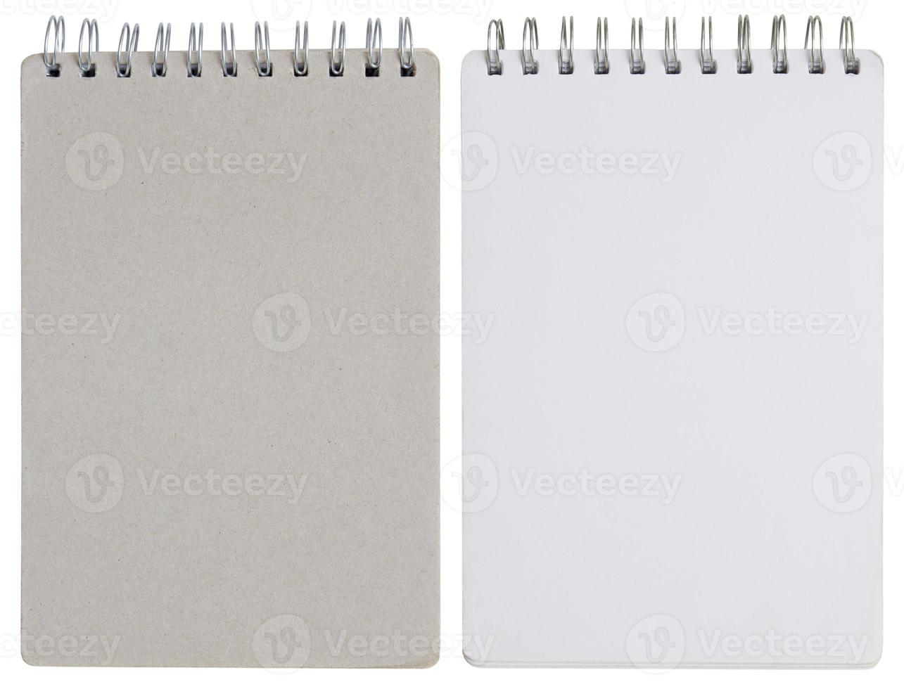 blank spiral notebook isolated on white with clipping path photo
