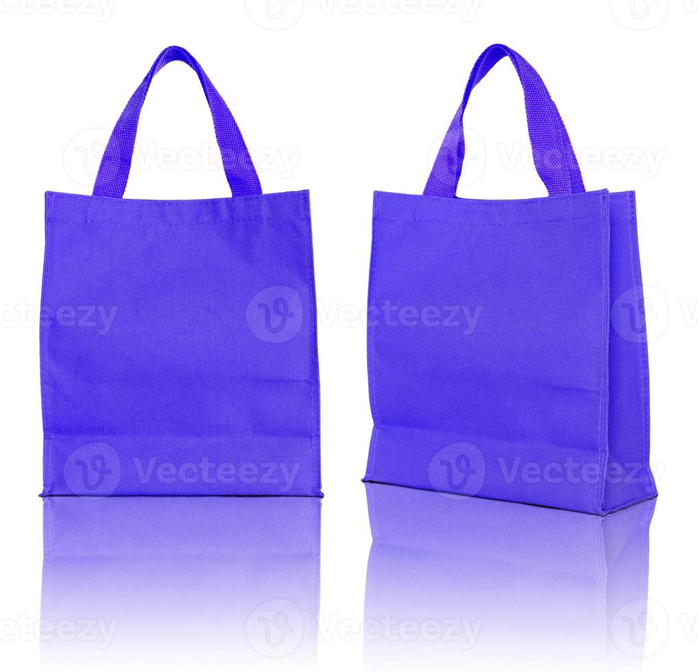 blue shopping bag on white background photo