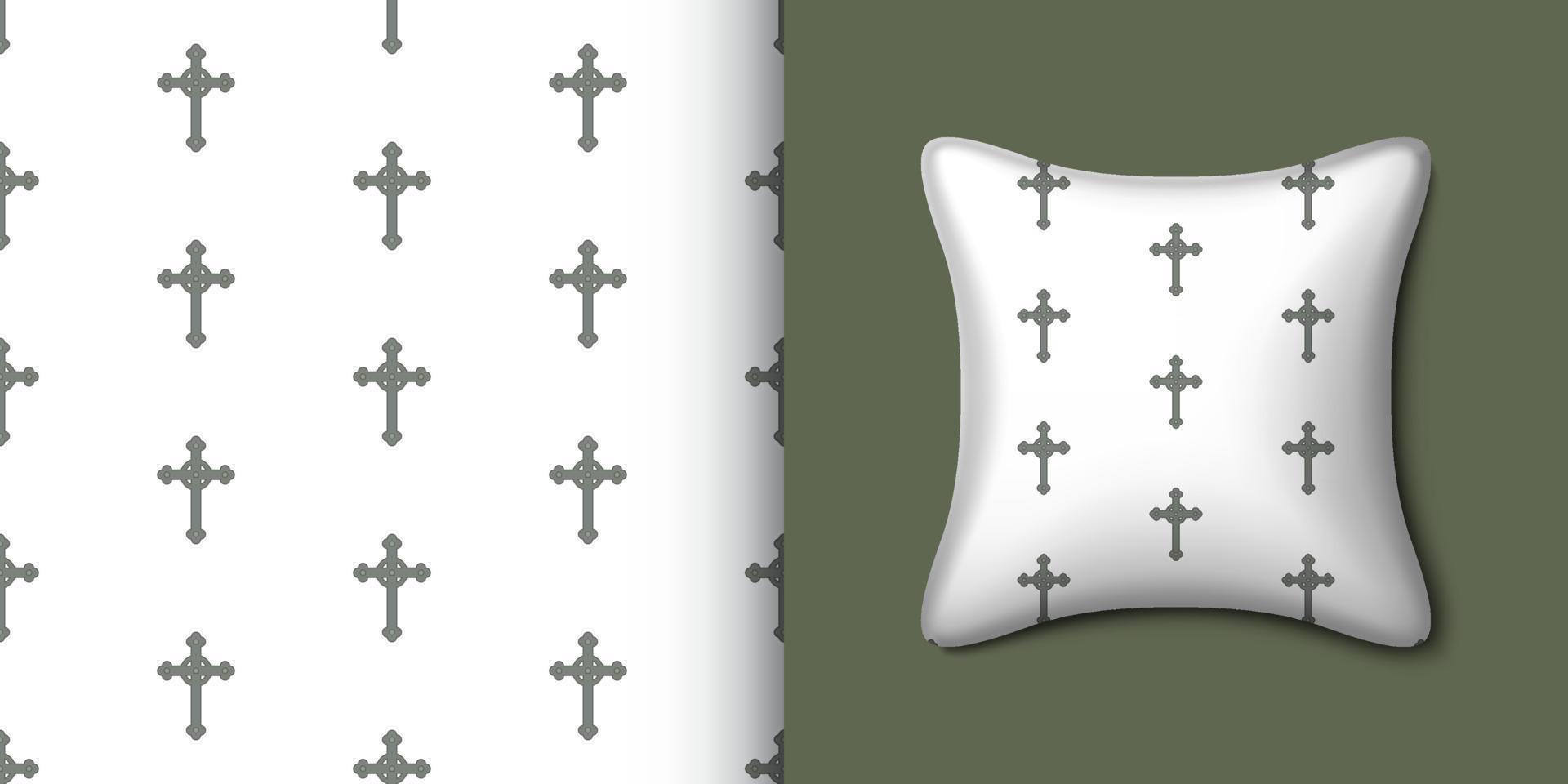 cruz cristiana de patrones sin fisuras con almohada. ilustración vectorial vector