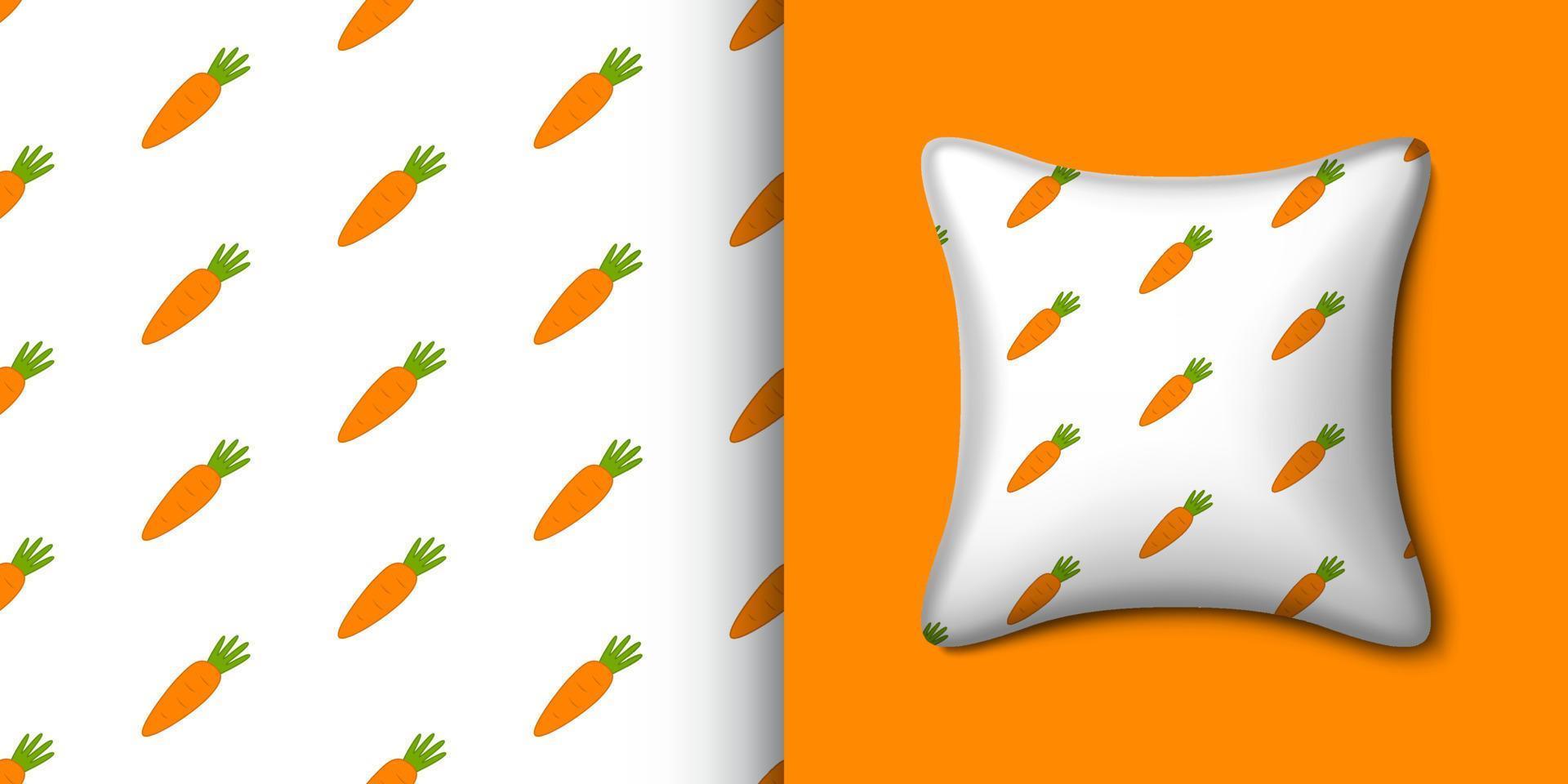 Carrot seamless pattern with pillow. Vector illustration