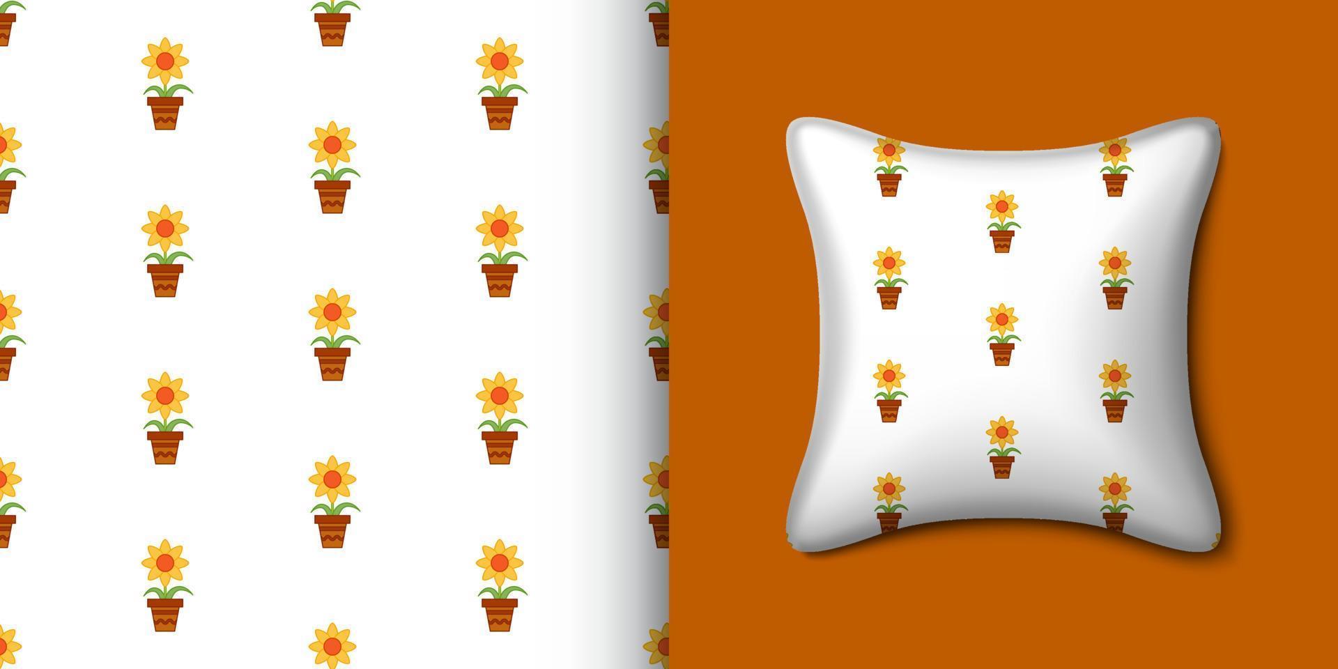 Flower seamless pattern with pillow. Vector illustration