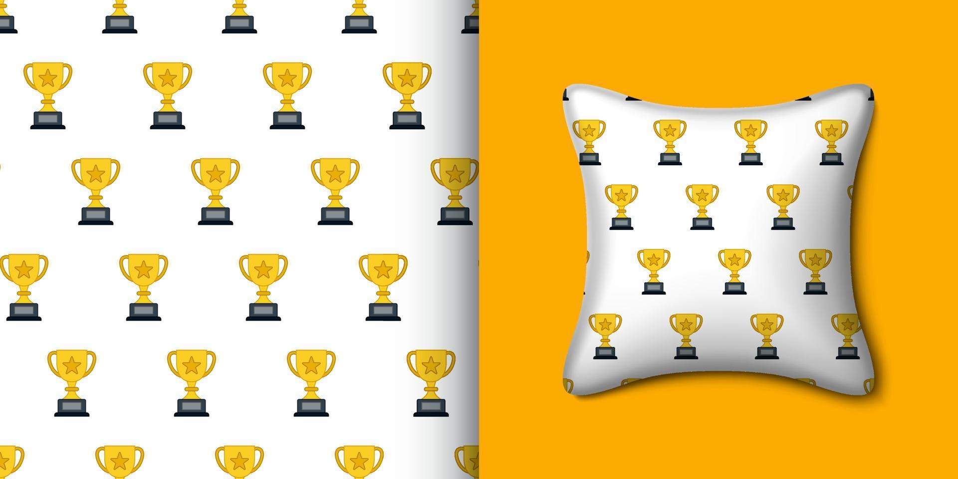 Trophy seamless pattern with pillow. Vector illustration