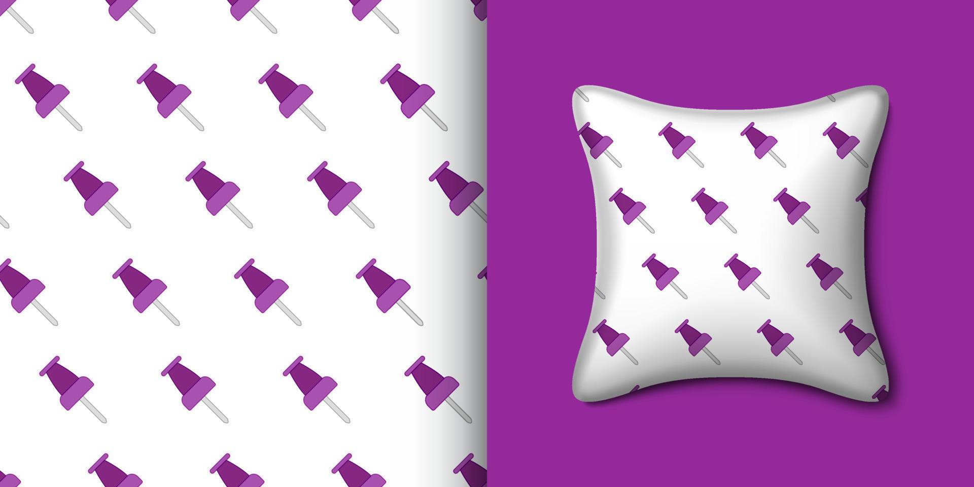 Push pin seamless pattern with pillow. Vector illustration