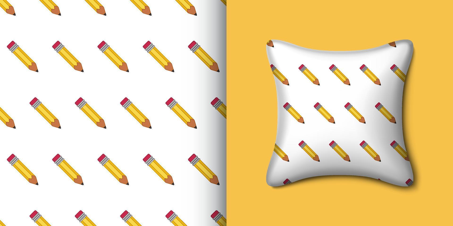 Pencil seamless pattern with pillow. Vector illustration