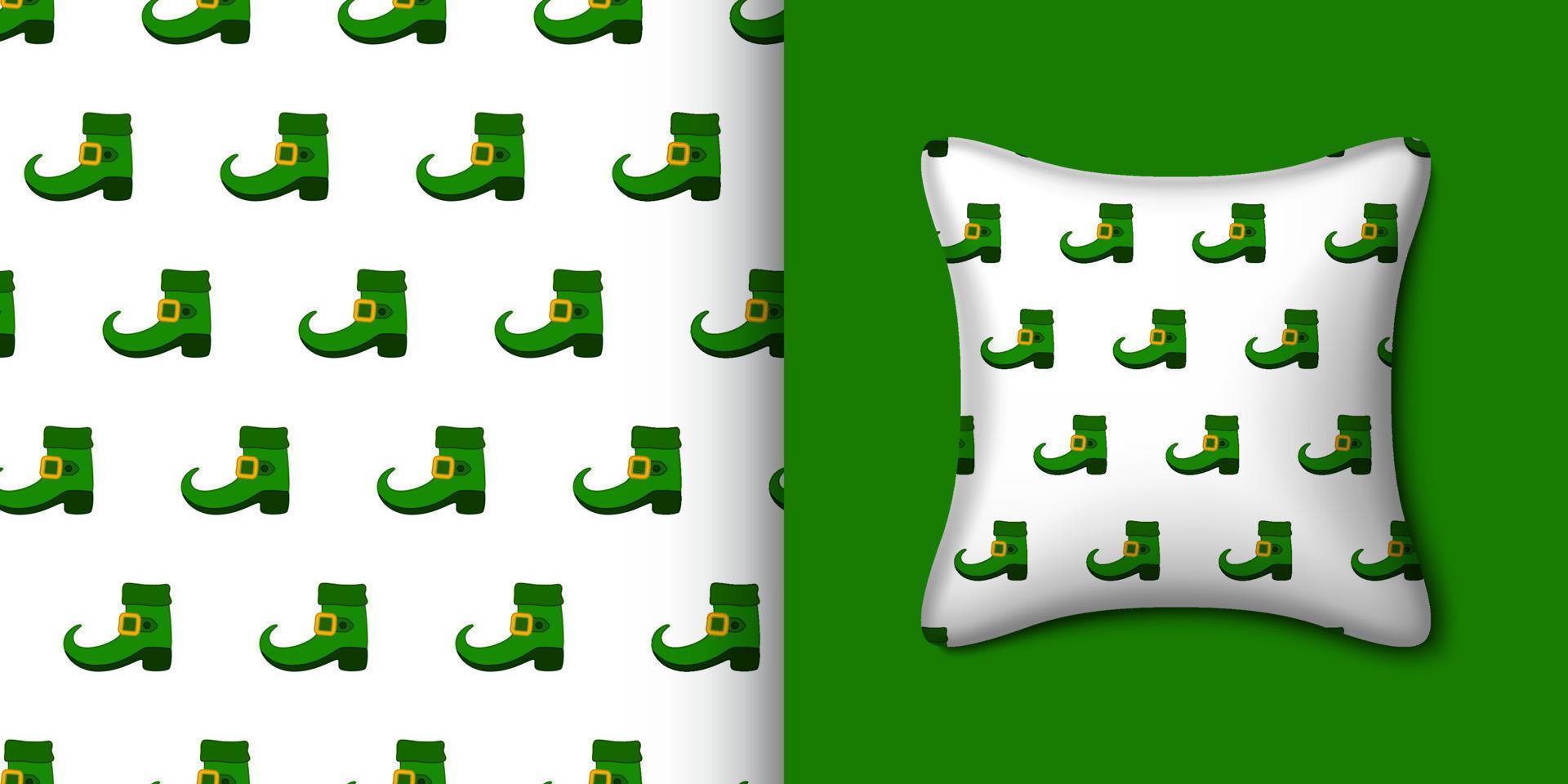 Leprechaun boot seamless pattern with pillow. Vector illustration